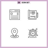 4 Universal Filledline Flat Colors Set for Web and Mobile Applications communication location menu healthcare pin Editable Vector Design Elements