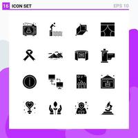 Pack of 16 creative Solid Glyphs of window stage pool interior design Editable Vector Design Elements