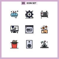 Set of 9 Commercial Filledline Flat Colors pack for bundle coder joystick code printer Editable Vector Design Elements