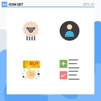 Set of 4 Modern UI Icons Symbols Signs for mutton buy spring people hand Editable Vector Design Elements