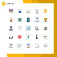 25 User Interface Flat Color Pack of modern Signs and Symbols of bread bakery management soap liquid Editable Vector Design Elements