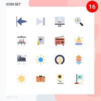 16 iconos creativos, signos y símbolos modernos de proyector, compras, ciencia ecológica, búsqueda, comercio electrónico, paquete editable de elementos creativos de diseño de vectores. vector