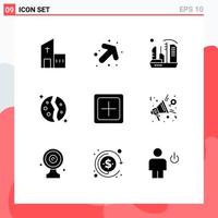 Set of 9 Modern UI Icons Symbols Signs for space galaxy city destroyed expansion Editable Vector Design Elements