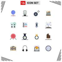 Group of 16 Modern Flat Colors Set for pencil idea service bulb printer Editable Pack of Creative Vector Design Elements