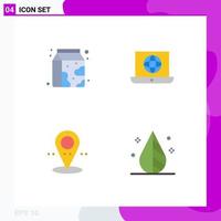 User Interface Pack of 4 Basic Flat Icons of breakfast pin supermarket globe color Editable Vector Design Elements