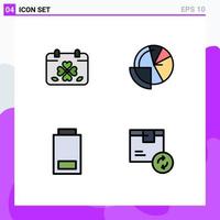 Set of 4 Commercial Filledline Flat Colors pack for calendar finance leaf analysis devices Editable Vector Design Elements