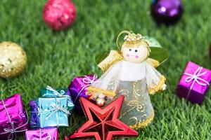 Christmas angel doll and christmas decoration photo