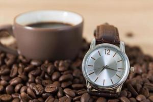 Coffee time concept ,Coffee beans and coffee cup photo