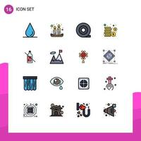 16 Universal Flat Color Filled Line Signs Symbols of motivation business coins accomplished no Editable Creative Vector Design Elements