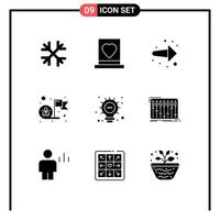 9 Universal Solid Glyph Signs Symbols of target goal passion employee right Editable Vector Design Elements