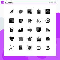 Solid Glyph Pack of 25 Universal Symbols of app text file paper business Editable Vector Design Elements