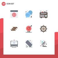 Set of 9 Modern UI Icons Symbols Signs for achievement target radio construction tile Editable Vector Design Elements