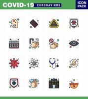 16 línea llena de color plano coronavirus enfermedad y prevención vector icono química protección medicina seguridad virus coronavirus viral 2019nov enfermedad vector elementos de diseño