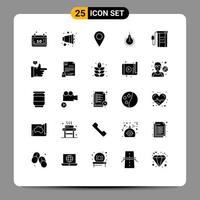 Modern Set of 25 Solid Glyphs and symbols such as gasoline suggestion location tips bulb Editable Vector Design Elements