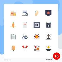 Mobile Interface Flat Color Set of 16 Pictograms of x security account protect profile Editable Pack of Creative Vector Design Elements