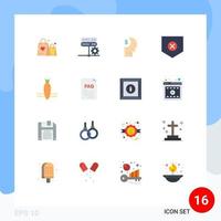 conjunto de colores planos de interfaz móvil de 16 pictogramas de x cuenta de seguridad proteger perfil paquete editable de elementos creativos de diseño de vectores