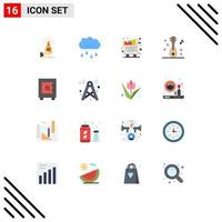 16 Universal Flat Colors Set for Web and Mobile Applications audio shopping cloud groceries cart Editable Pack of Creative Vector Design Elements