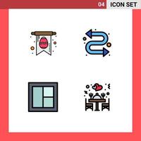4 Creative Icons Modern Signs and Symbols of card window arrows frame dinner Editable Vector Design Elements