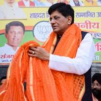 New Delhi, India - November 27 2022 - Piyush Goyal Cabinet Minister and core member of Bharatiya Janata Party - BJP during a rally in support of BJP candidate ahead of MCD local body Elections 2022 photo