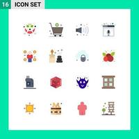 16 Universal Flat Color Signs Symbols of business podcast e page internet Editable Pack of Creative Vector Design Elements