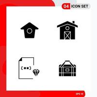 Creative Set of 4 Universal Glyph Icons isolated on White Background Creative Black Icon vector background