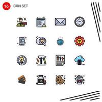 Universal Icon Symbols Group of 16 Modern Flat Color Filled Lines of find time contact iftar clock Editable Creative Vector Design Elements