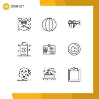 Outline Pack of 9 Universal Symbols of power electricity vegetables battery repair Editable Vector Design Elements