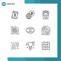 User Interface Pack of 9 Basic Outlines of face product fastfood management cycles Editable Vector Design Elements