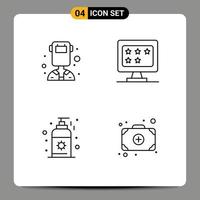 Universal Icon Symbols Group of 4 Modern Filledline Flat Colors of avatar sunblock welder rate bag Editable Vector Design Elements