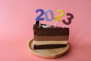 Chocolate cake with numbers 2023. The new year cake. photo