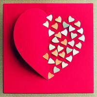 Cutted paper Heart - Valentines Day Love Card Red Open photo