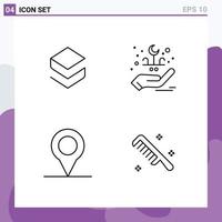 4 iconos creativos signos y símbolos modernos de stratis pin moneda criptográfica mano peine elementos de diseño vectorial editables vector