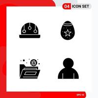 Creative Set of 4 Universal Glyph Icons isolated on White Background Creative Black Icon vector background