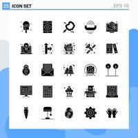 moderno 25 iconos de estilo sólido símbolos de glifo para uso general signo de icono sólido creativo aislado sobre fondo blanco paquete de 25 iconos fondo de vector de icono negro creativo