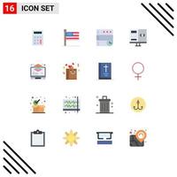 Group of 16 Flat Colors Signs and Symbols for layers arrange server development computer Editable Pack of Creative Vector Design Elements