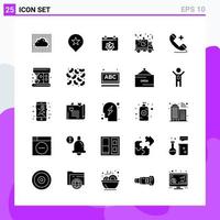 Set of 25 icons in solid style Creative Glyph Symbols for Website Design and Mobile Apps Simple Solid Icon Sign Isolated on White Background 25 Icons Creative Black Icon vector background