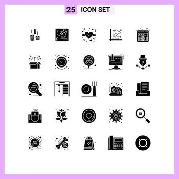 Modern Set of 25 Solid Glyphs and symbols such as address chart love analytics analysis Editable Vector Design Elements