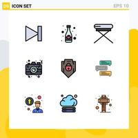 Modern Set of 9 Filledline Flat Colors and symbols such as internet picture chair photo camera Editable Vector Design Elements