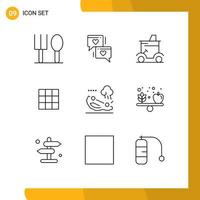 9 Universal Outline Signs Symbols of car sets golf instagram feed Editable Vector Design Elements