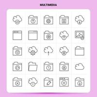 OutLine 25 Multimedia Icon set Vector Line Style Design Black Icons Set Linear pictogram pack Web and Mobile Business ideas design Vector Illustration