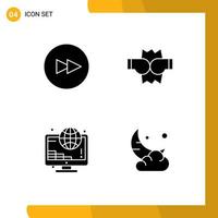 Mobile Interface Solid Glyph Set of 4 Pictograms of circle coins boxing investment cresent Editable Vector Design Elements