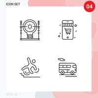 4 User Interface Line Pack of modern Signs and Symbols of define crash generation shopping failure Editable Vector Design Elements