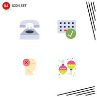 4 Thematic Vector Flat Icons and Editable Symbols of call hardware contact us connected failure Editable Vector Design Elements