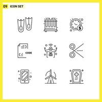 Outline Pack of 9 Universal Symbols of things internet business drone development Editable Vector Design Elements