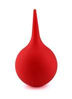 Red rubber ball syringe isolated on white background. Full clipping path. photo