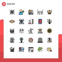 paquete de iconos de vector de stock de 25 signos y símbolos de línea para elementos de diseño de vector editables de escritorio interior de camión de mesa de comida