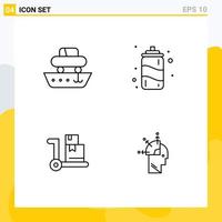 Pictogram Set of 4 Simple Filledline Flat Colors of car ecommerce transport water user Editable Vector Design Elements