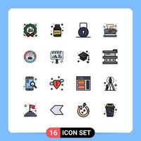 Set of 16 Modern UI Icons Symbols Signs for diagram toaster whey toast security Editable Creative Vector Design Elements