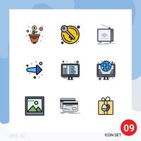 Set of 9 Modern UI Icons Symbols Signs for coding right broadcast forward arrow Editable Vector Design Elements