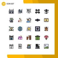 Pictogram Set of 25 Simple Filled line Flat Colors of microphone medical finance healthcare dumbbell Editable Vector Design Elements